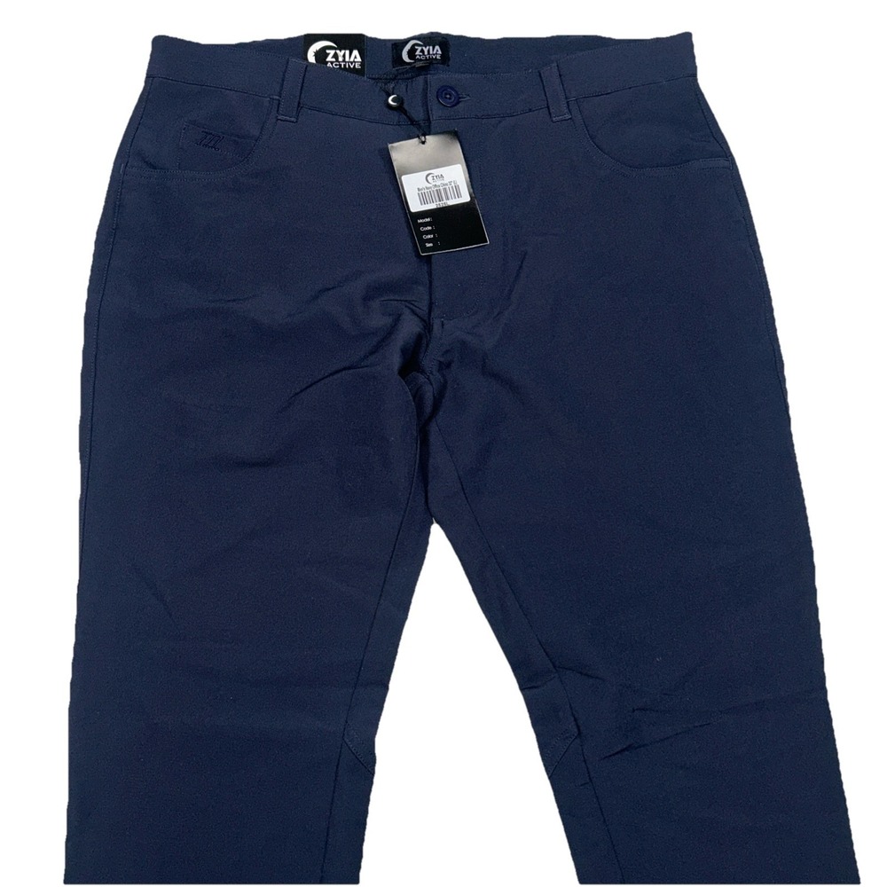 NWT ZYIA Mens Large‎ 32" Inseam Navy Office Chino Pants Stretch - Picture 2 of 7